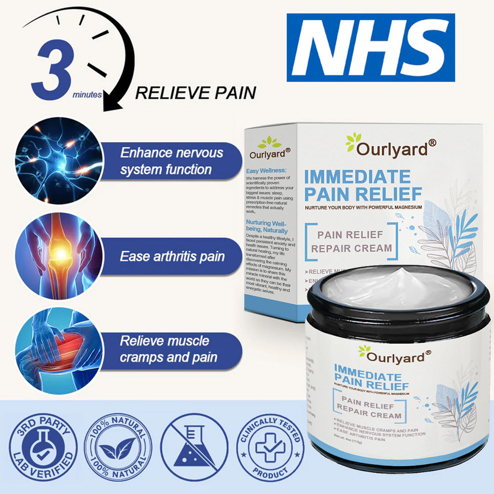 ✅NHS Approved:Ourlyard® Magnesium Pain Healing Bone Cream (Relief of neuropathy, muscle spasms, cramps or twitches, poor bone health and other arthritis)