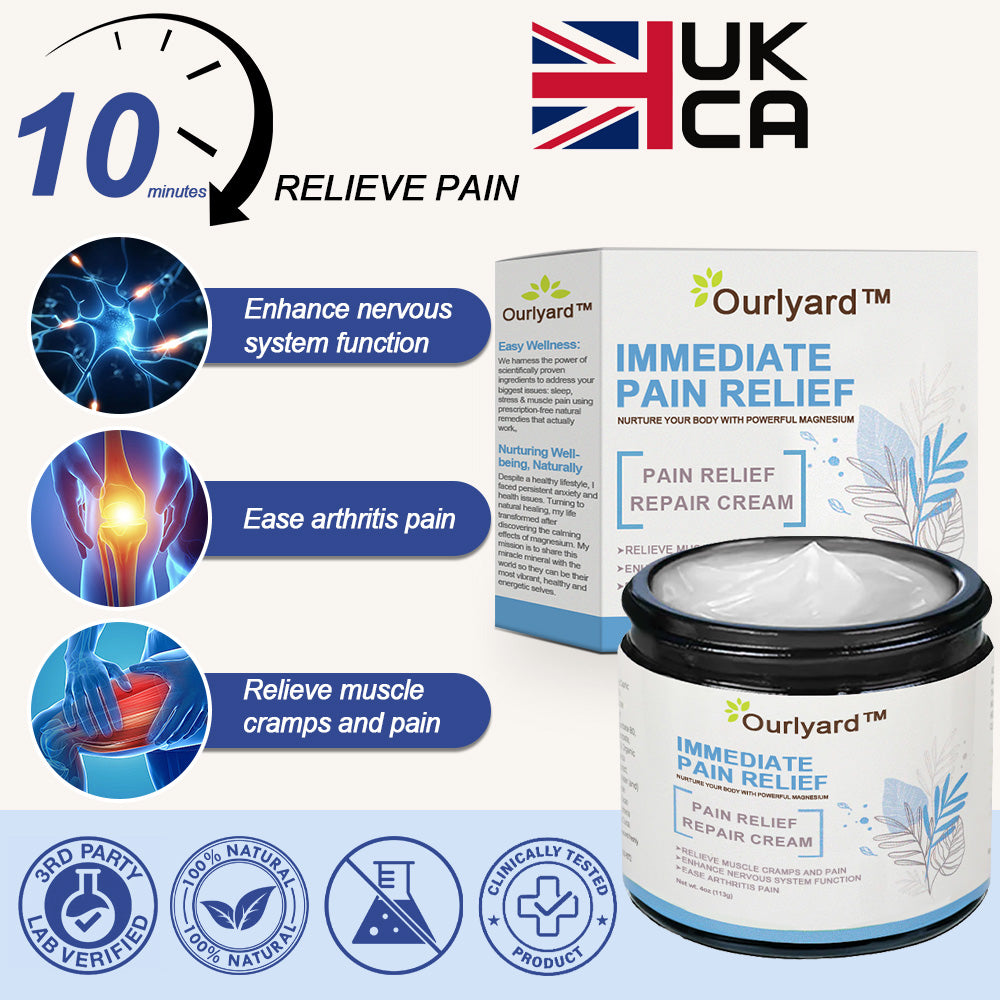 ✅Ourlyard™Official Store: Magnesium Pain Relief Repair Cream 👨⚕️Approved by the Medicines and Healthcare products Regulatory Agency (MHRA) (Relief of neuropathy, muscle spasms, cramps or twitches, poor bone health and other problems)